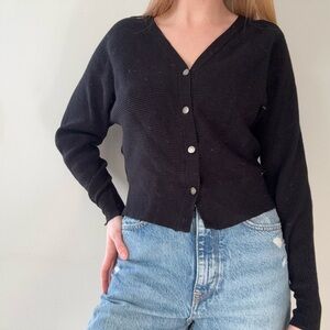 Tahari Black V-Neck Cardigan